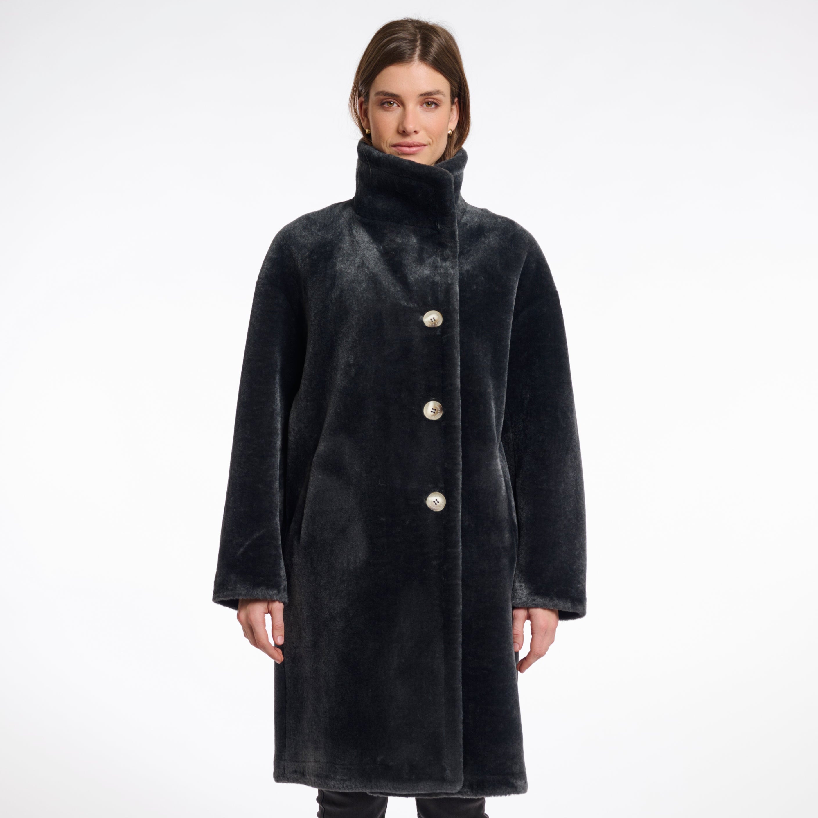 Cilou Faux Fur Coat - Deep Iron