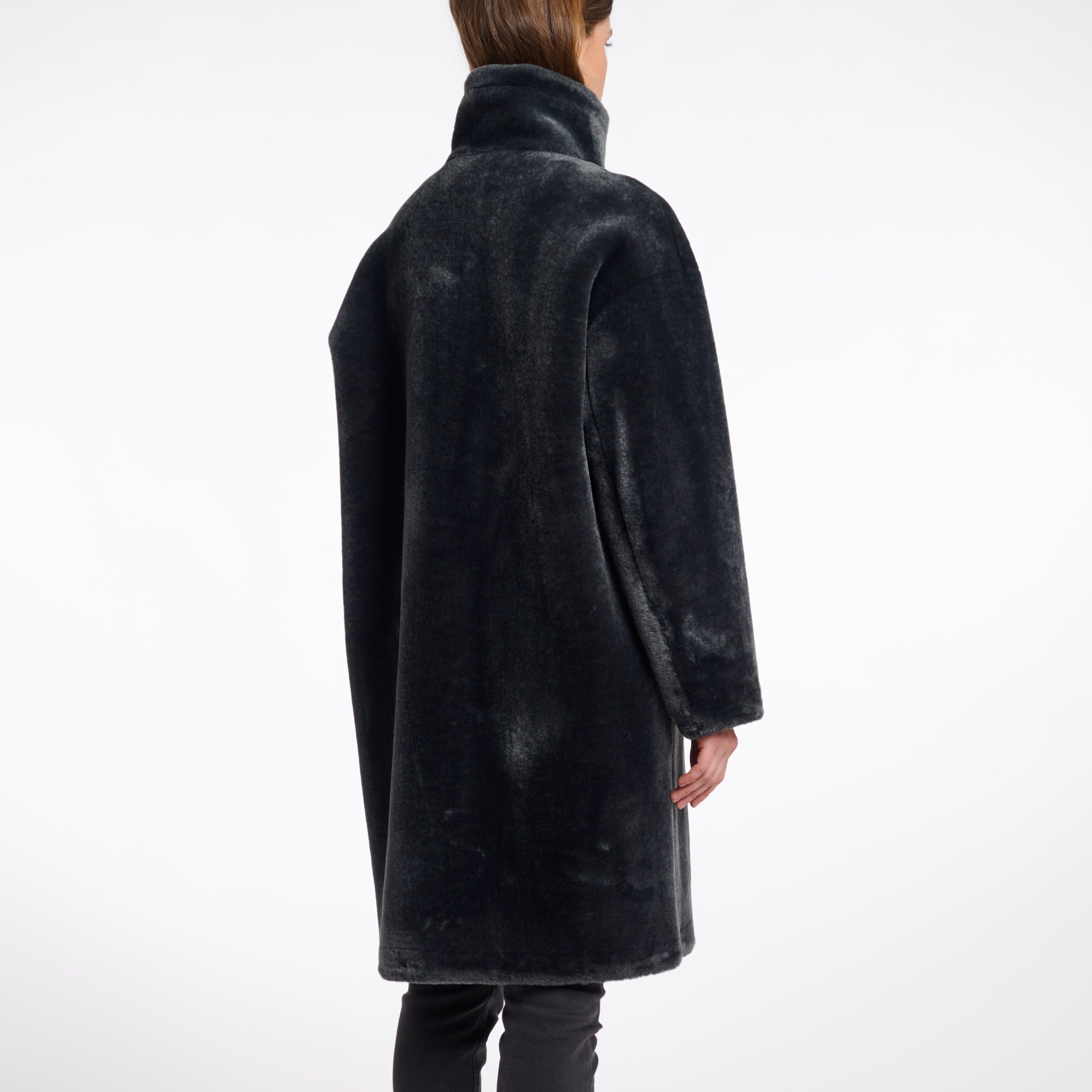 Cilou Faux Fur Coat - Deep Iron
