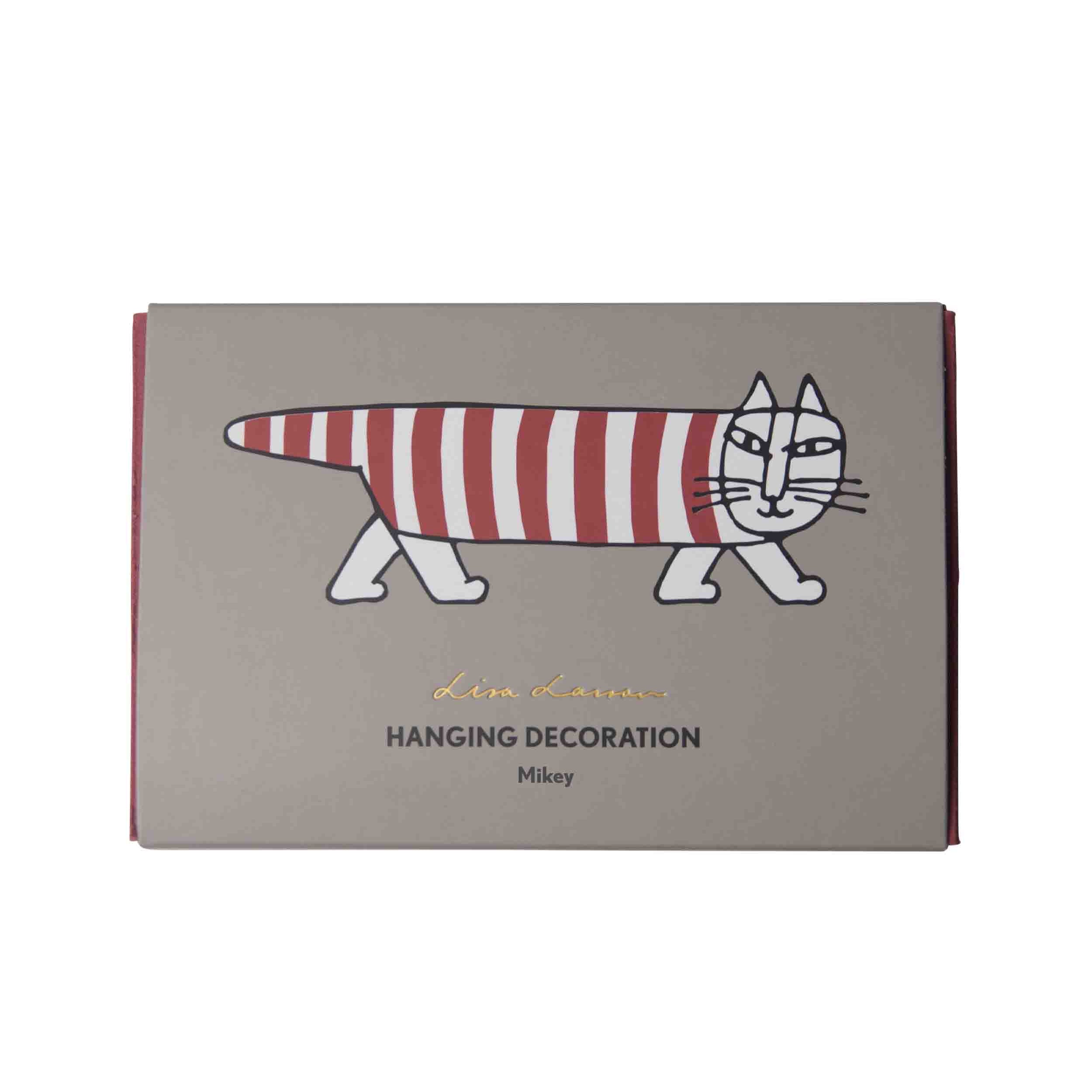 Hanging decoration packaging with a cat design on a beige background