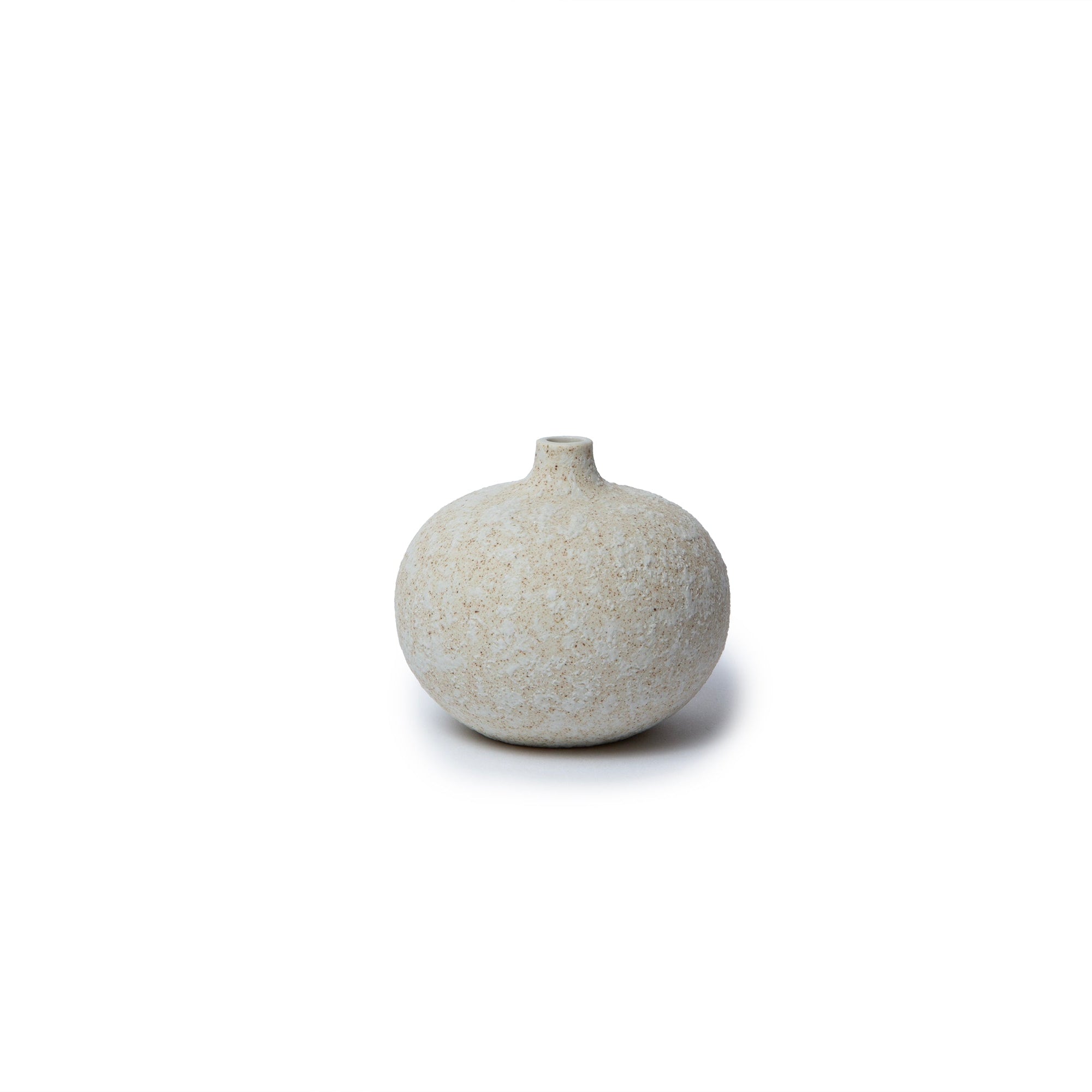 Small gray textured vase on a white background