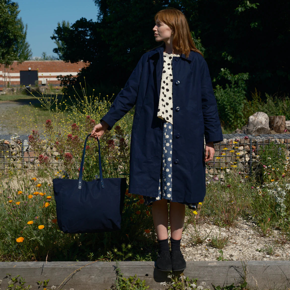 Midi Tote Bag - Navy