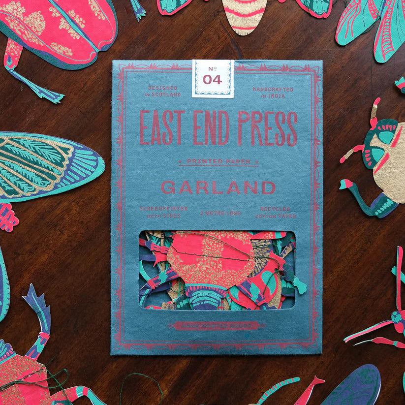 East End Press insect garland kit;  3-meter-long string of colorful, die-cut paper insects.