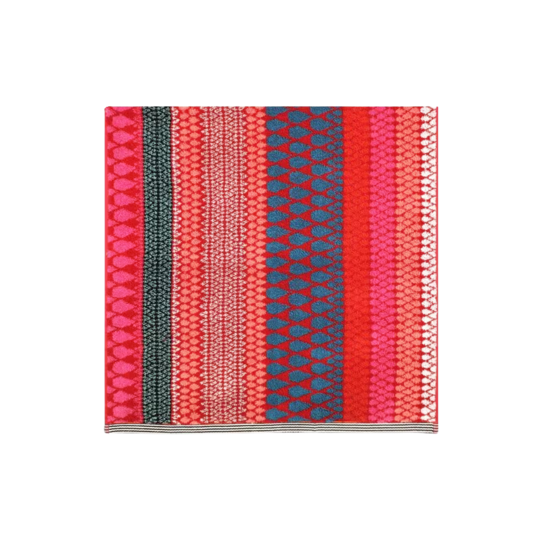 Cotton Hand Towel - Faversham - Red, Pink and Turquoise