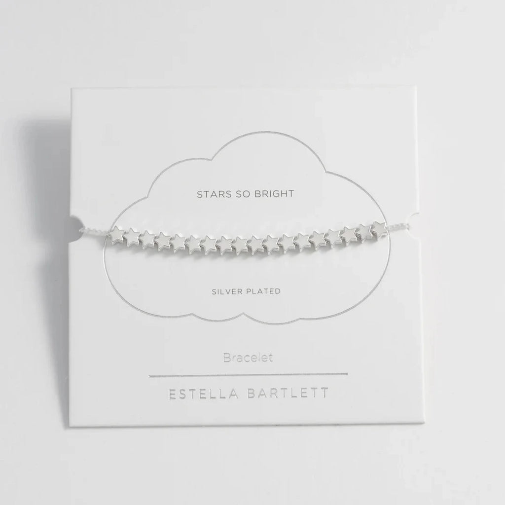 Silver-plated bracelet featuring a row of small star-shaped beads.