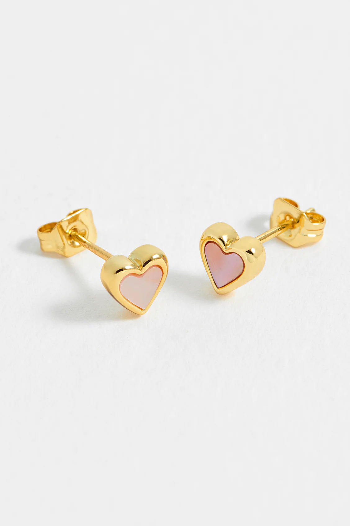 Pink Pearl  Heart Studs - Gold Plated