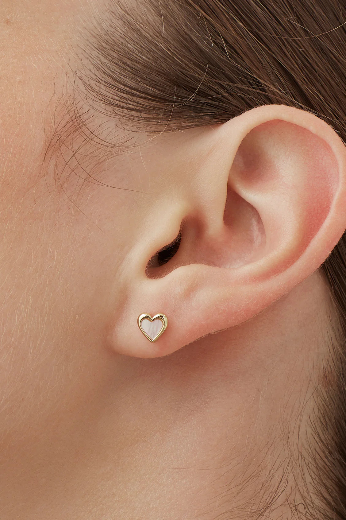 Pink Pearl  Heart Studs - Gold Plated