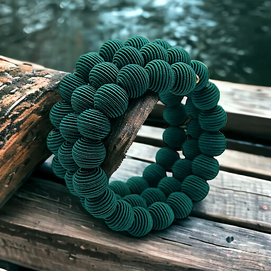 Springwire Woven Ball Bracelet - Emerald