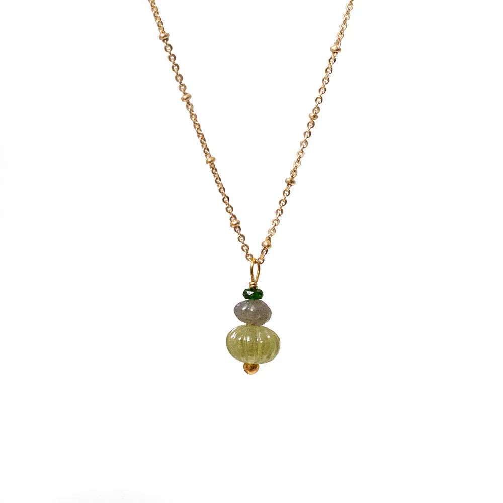 Earth Trio Necklace with Vaonite, Labrodite & Diopside