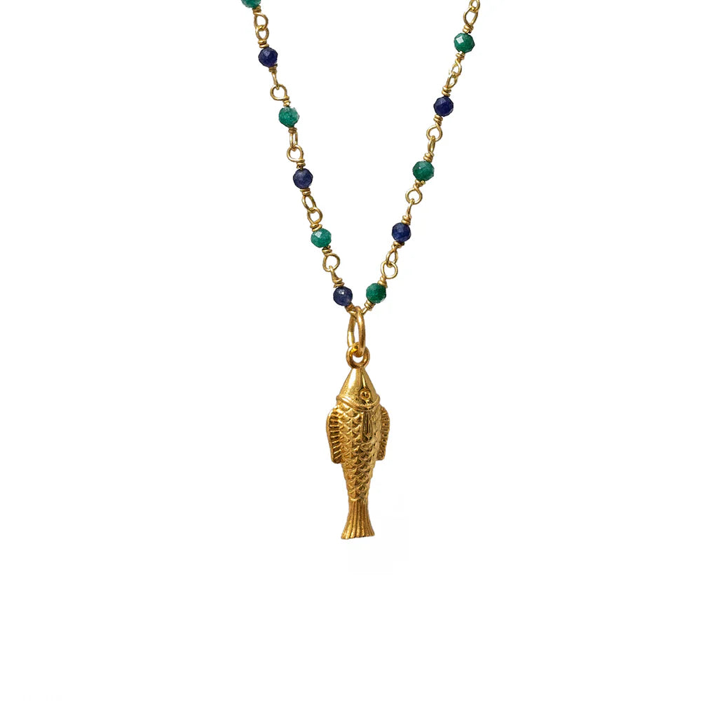 Celestial Fish On Semi Precious Rosary Chain