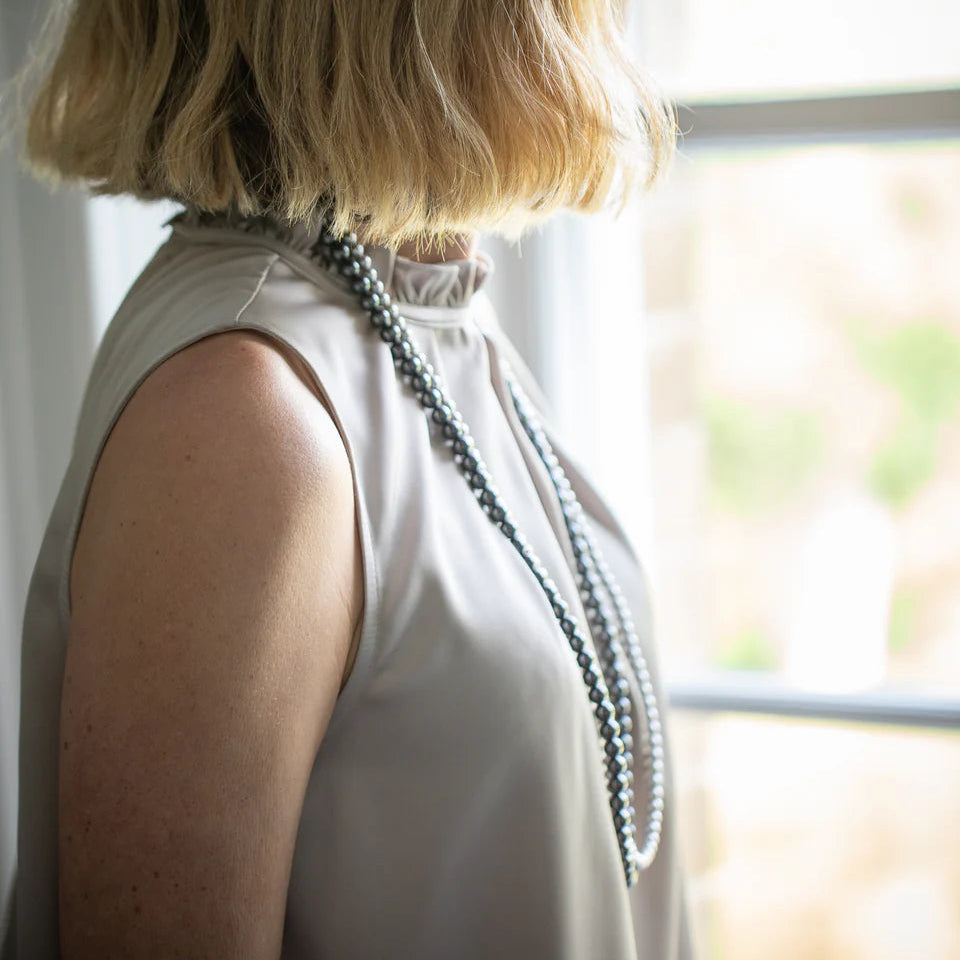 Burley Long Beaded Necklace - Grey