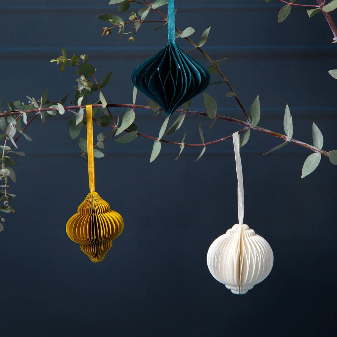 Paper Honeycomb Baubles - Midnight Forest - 3 Assorted Colours