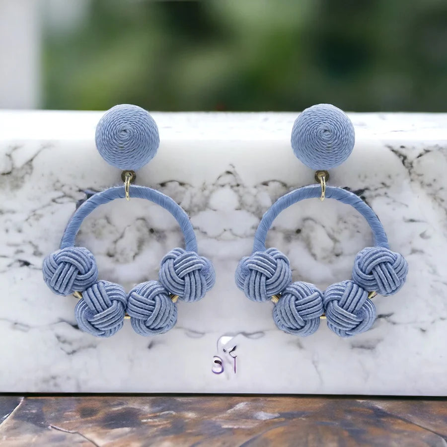 French Lilac Woven Knot Hoop Earrings