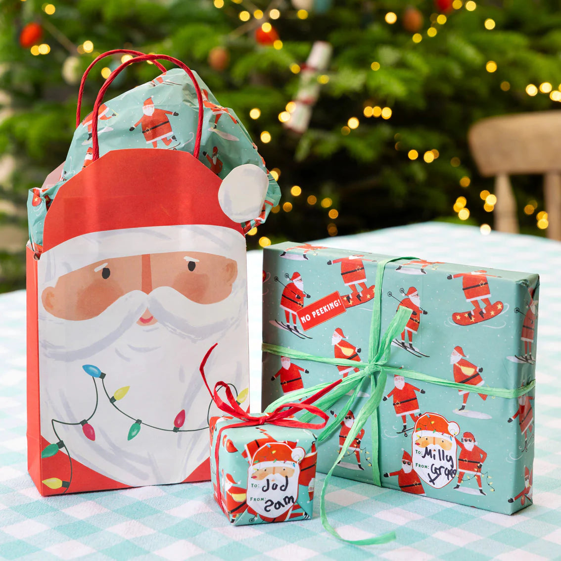 Santa Christmas Paper Gift Bags - Pack of 8