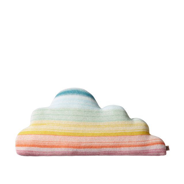 Colorful cloud-shaped pillow on a white background