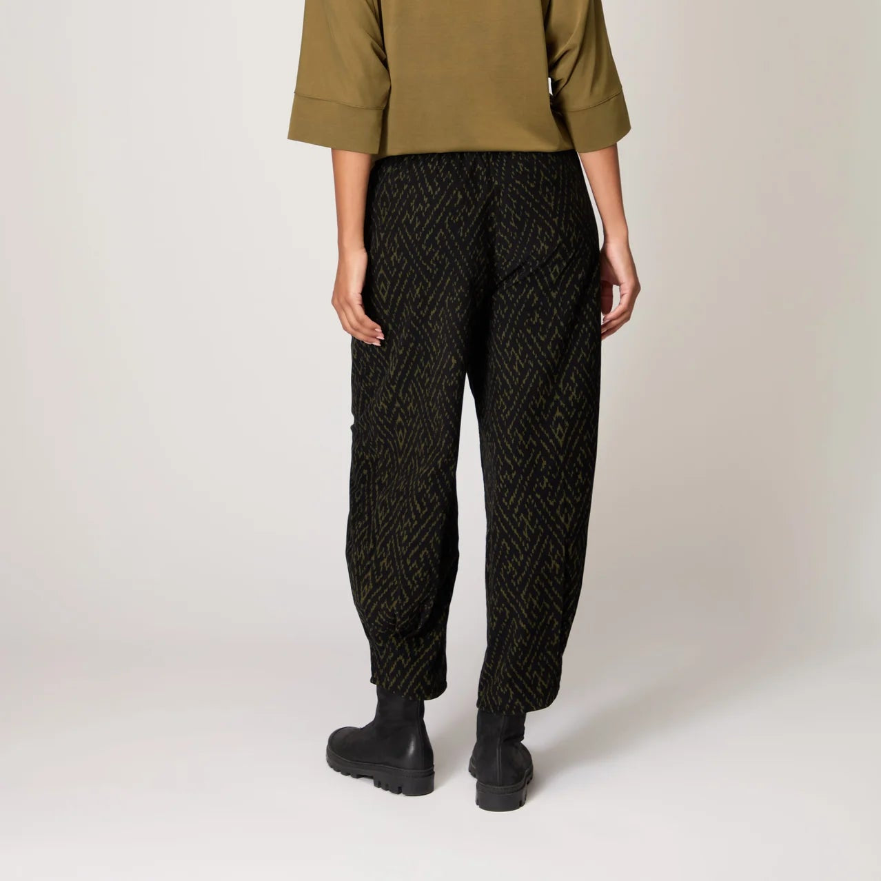 Ornate Textured Cord Bubble Trouser - Black & Khaki