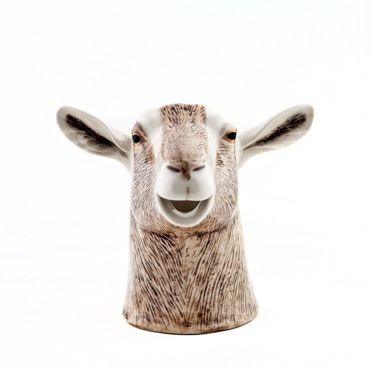 Decorative goat head sculpture on a white background