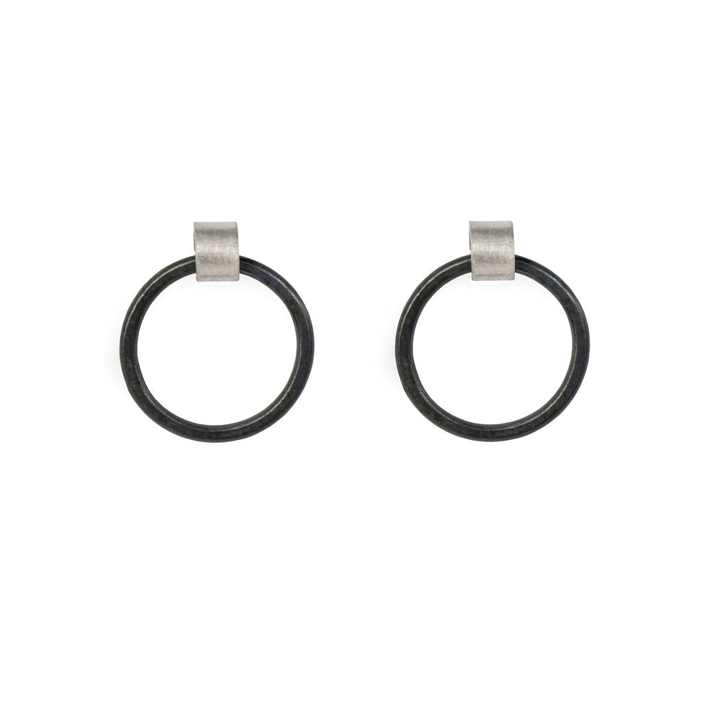 Tube and Oxidised Hoop Earrings