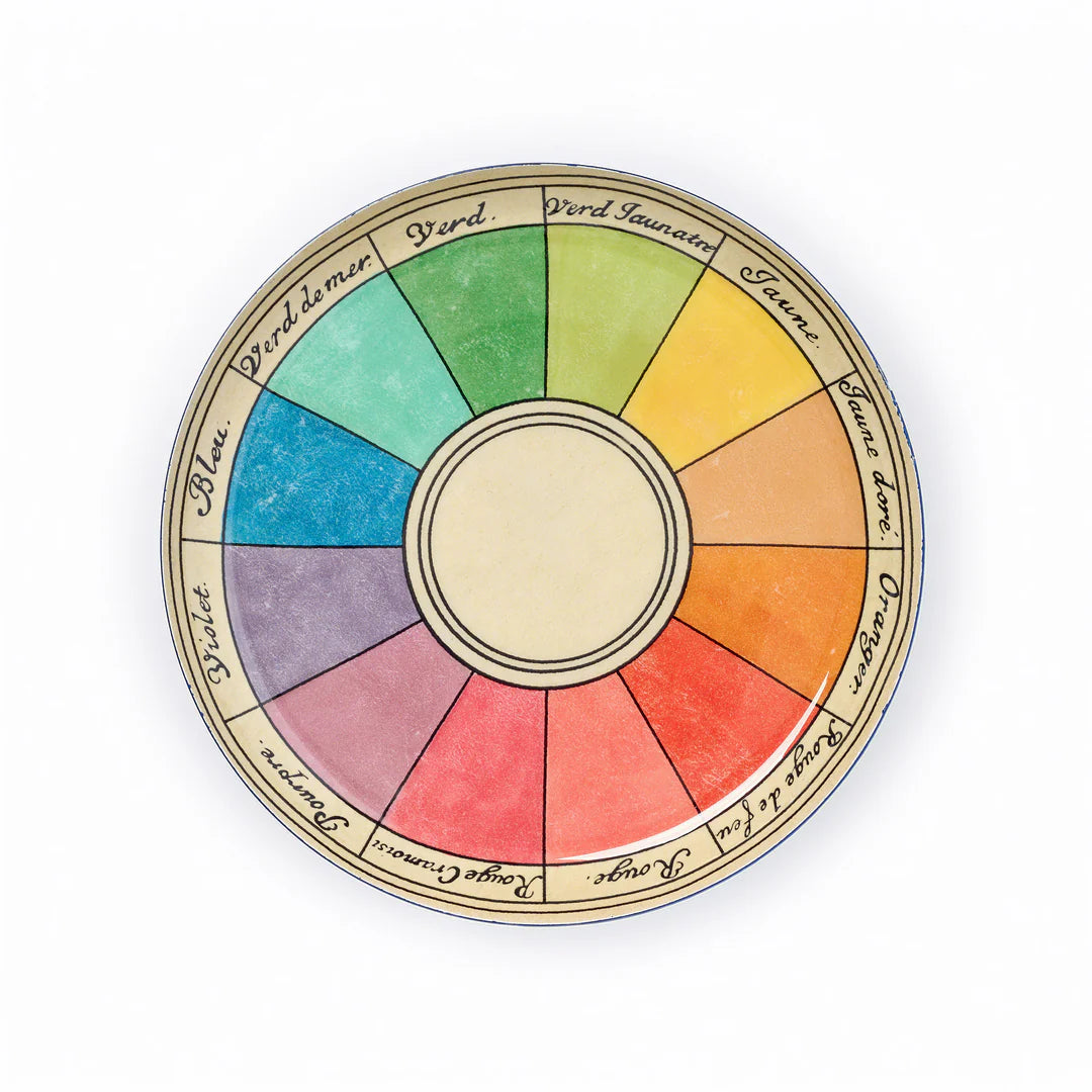 Color wheel with labeled colors on a white background