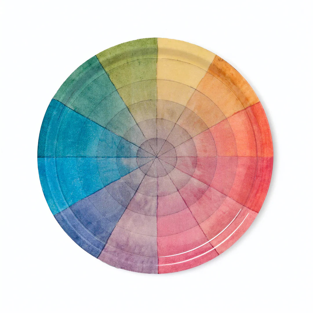 Color wheel with a gradient from green to red on a white background