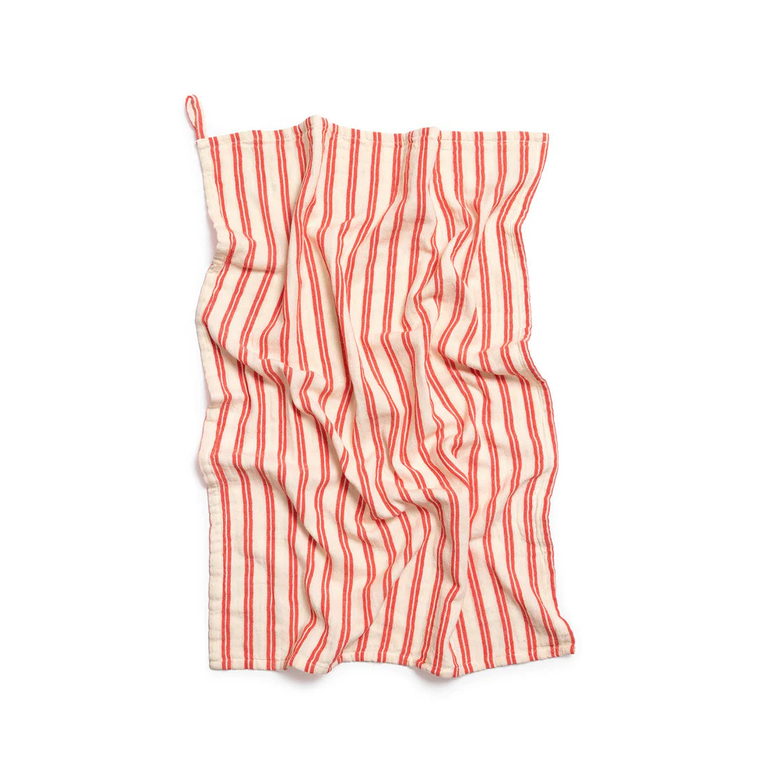 Red and white striped dress on a white background