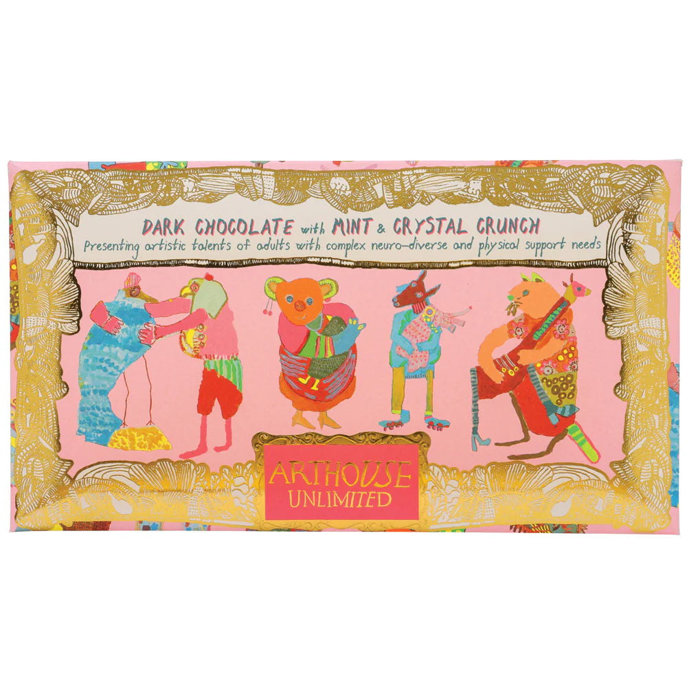 Hugging Animal Dark Chocolate With Mint & Crystal Crunch
