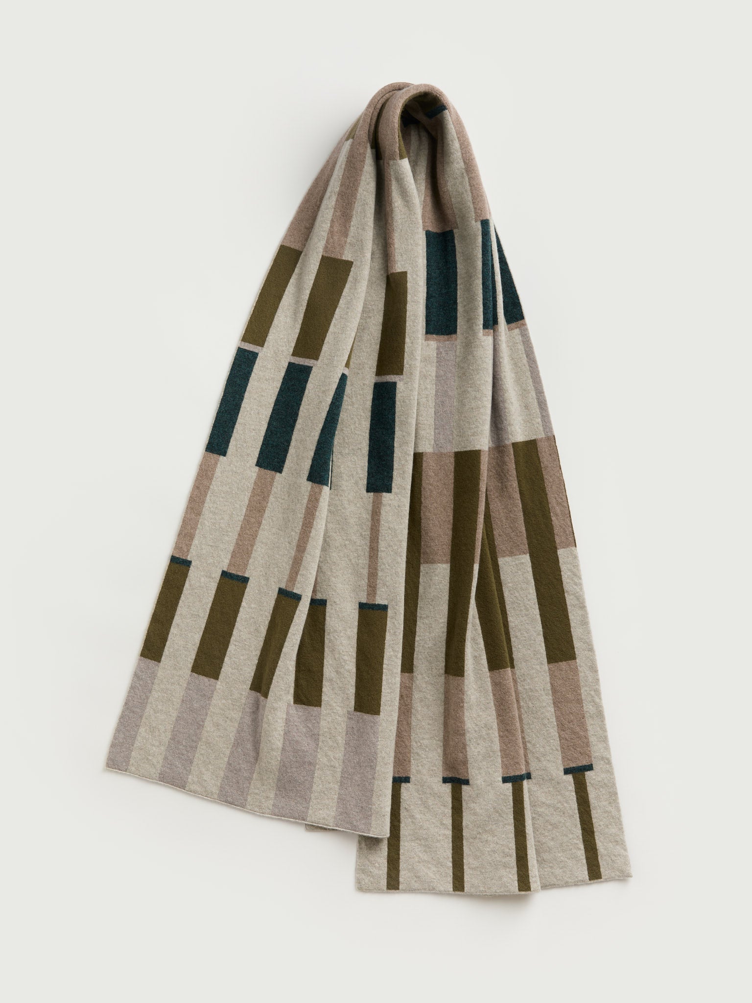 Striped scarf with geometric pattern on a light background