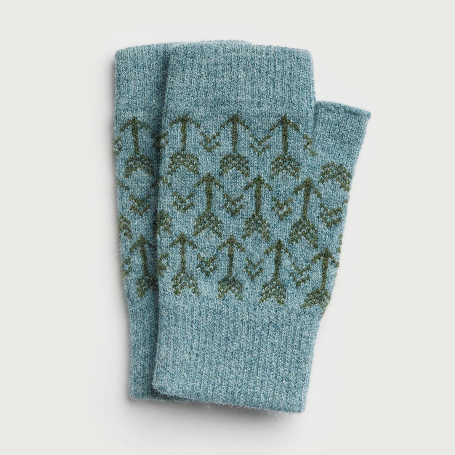 Fingerless Mittens - Arrow - North Sea & Pine