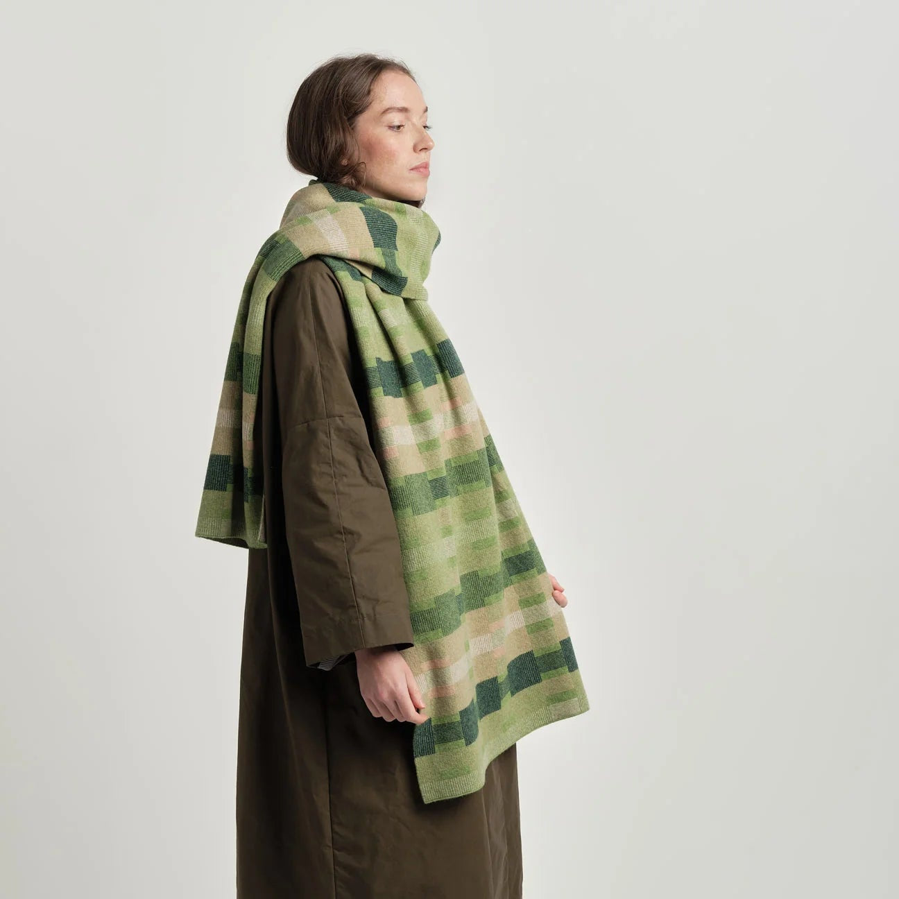 Stockholm Cabin Scarf - Field Green, Barley & Ink