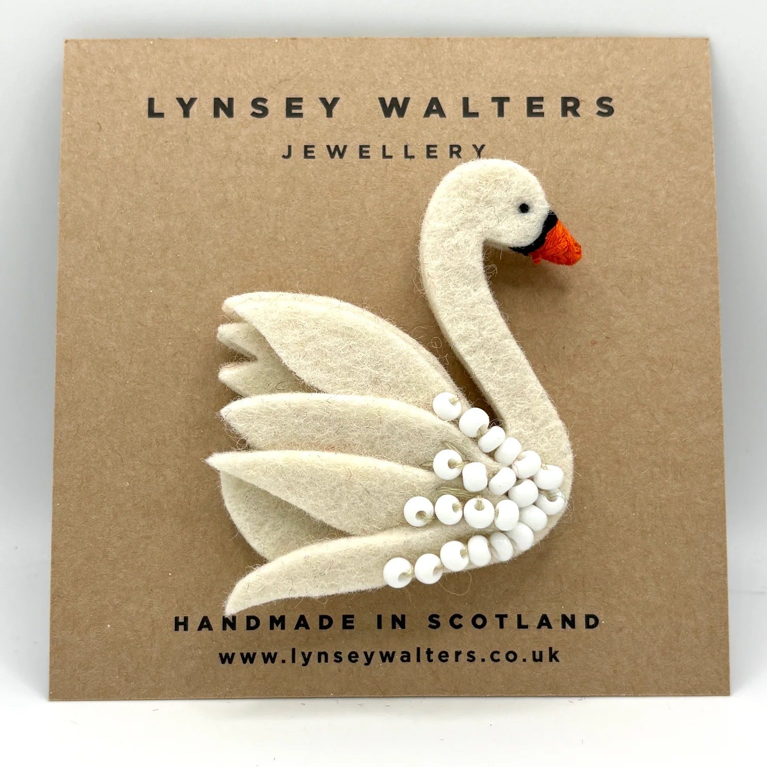 Beaded Swan Brooch