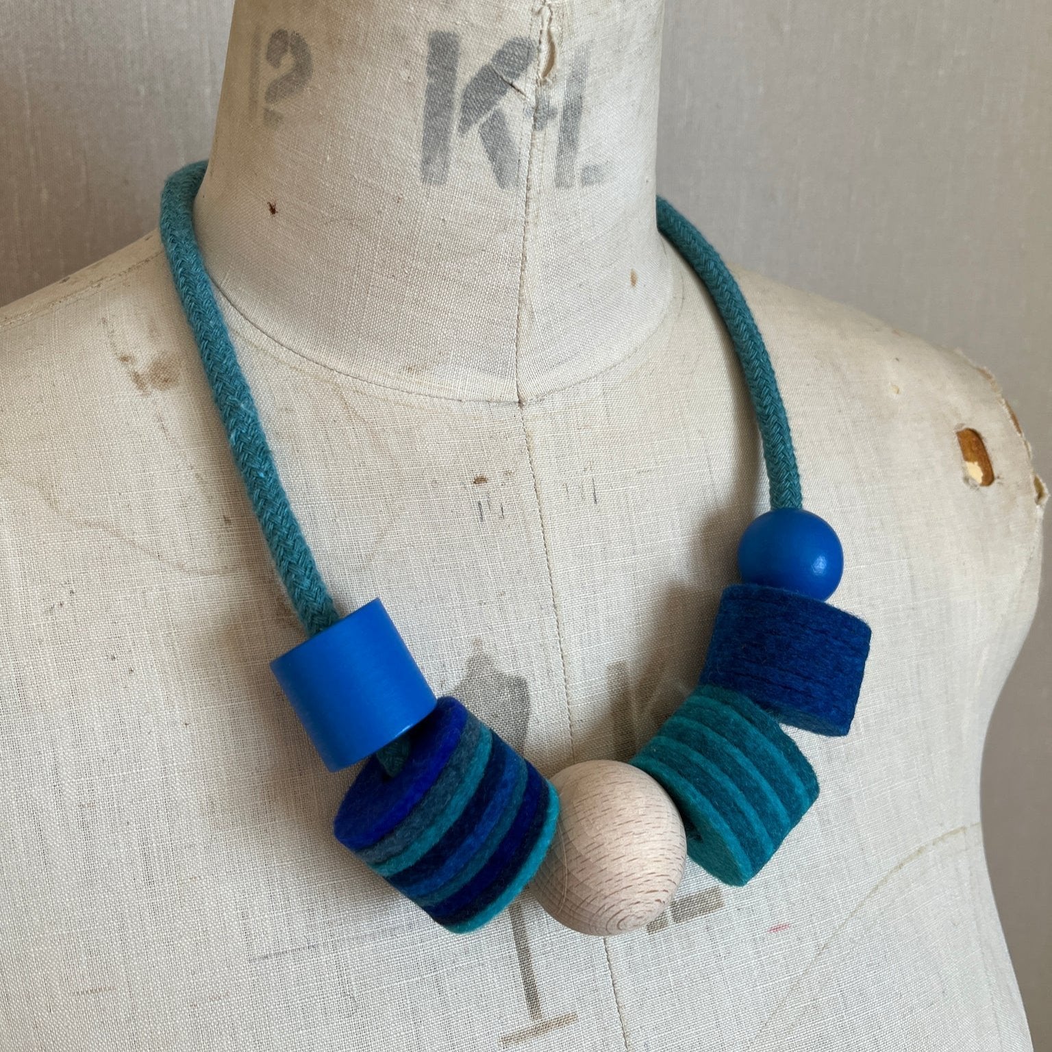 Industrial Felt Wool and Rope Necklace - Iona