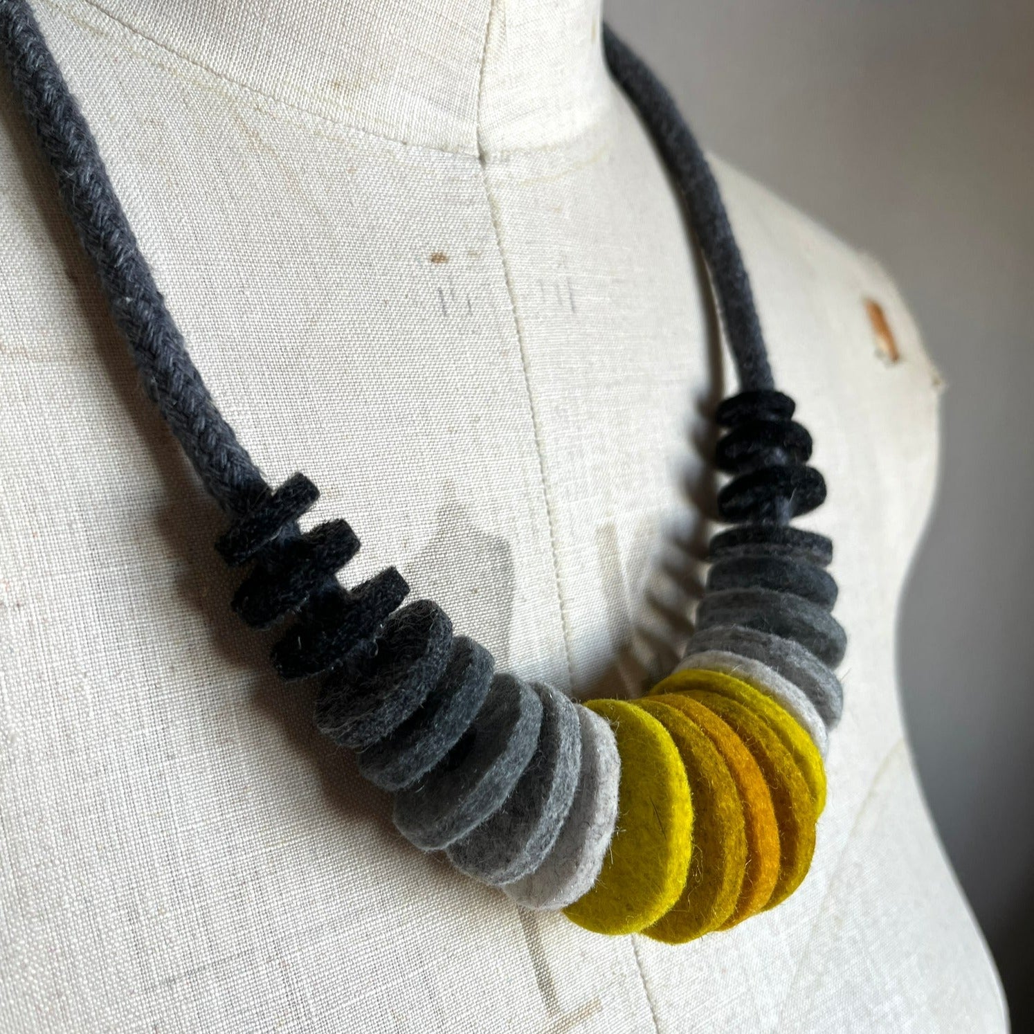 Miley Necklace - Mustard and Grey