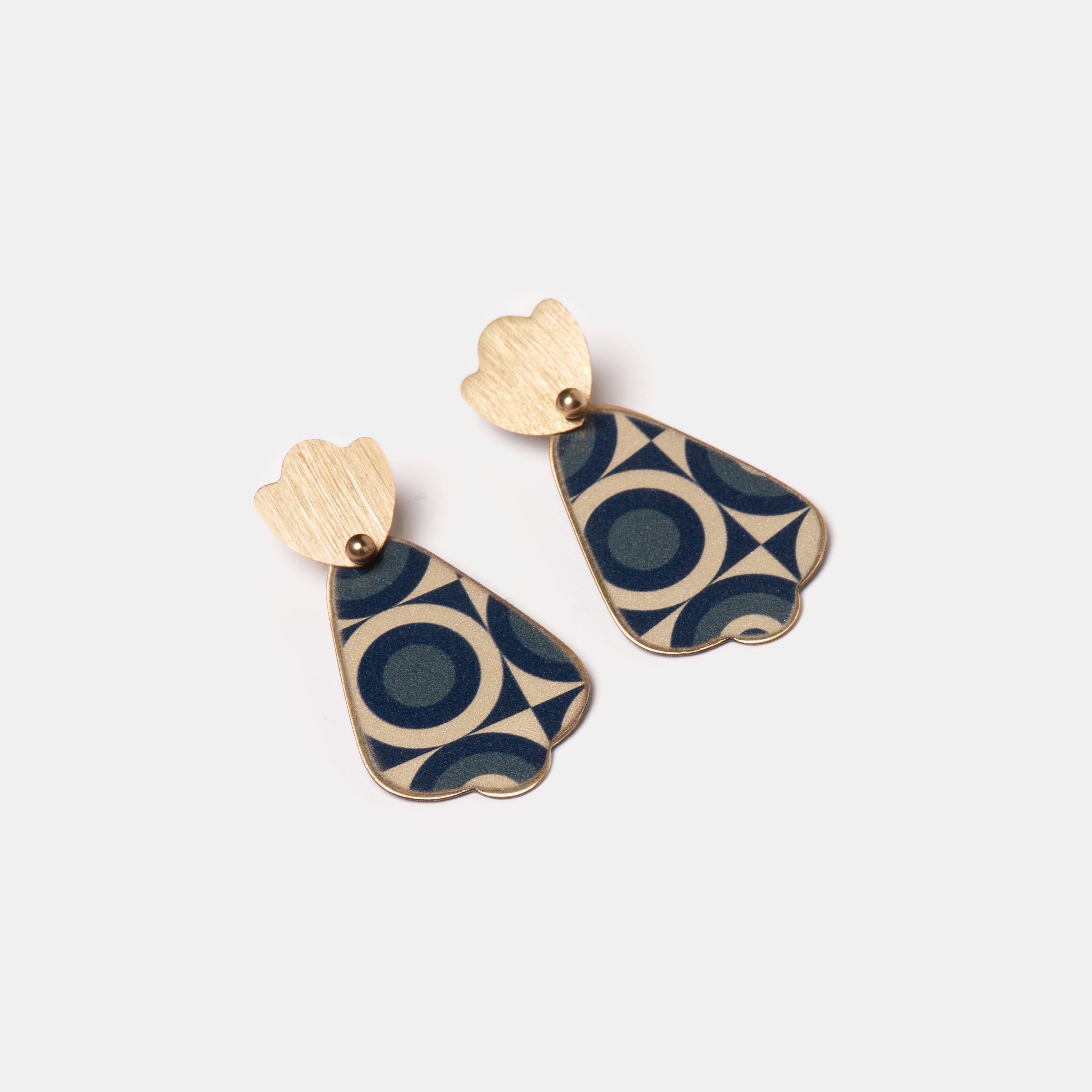 Reversible Earrings - Delhi 02 - Navy / Green / Grey