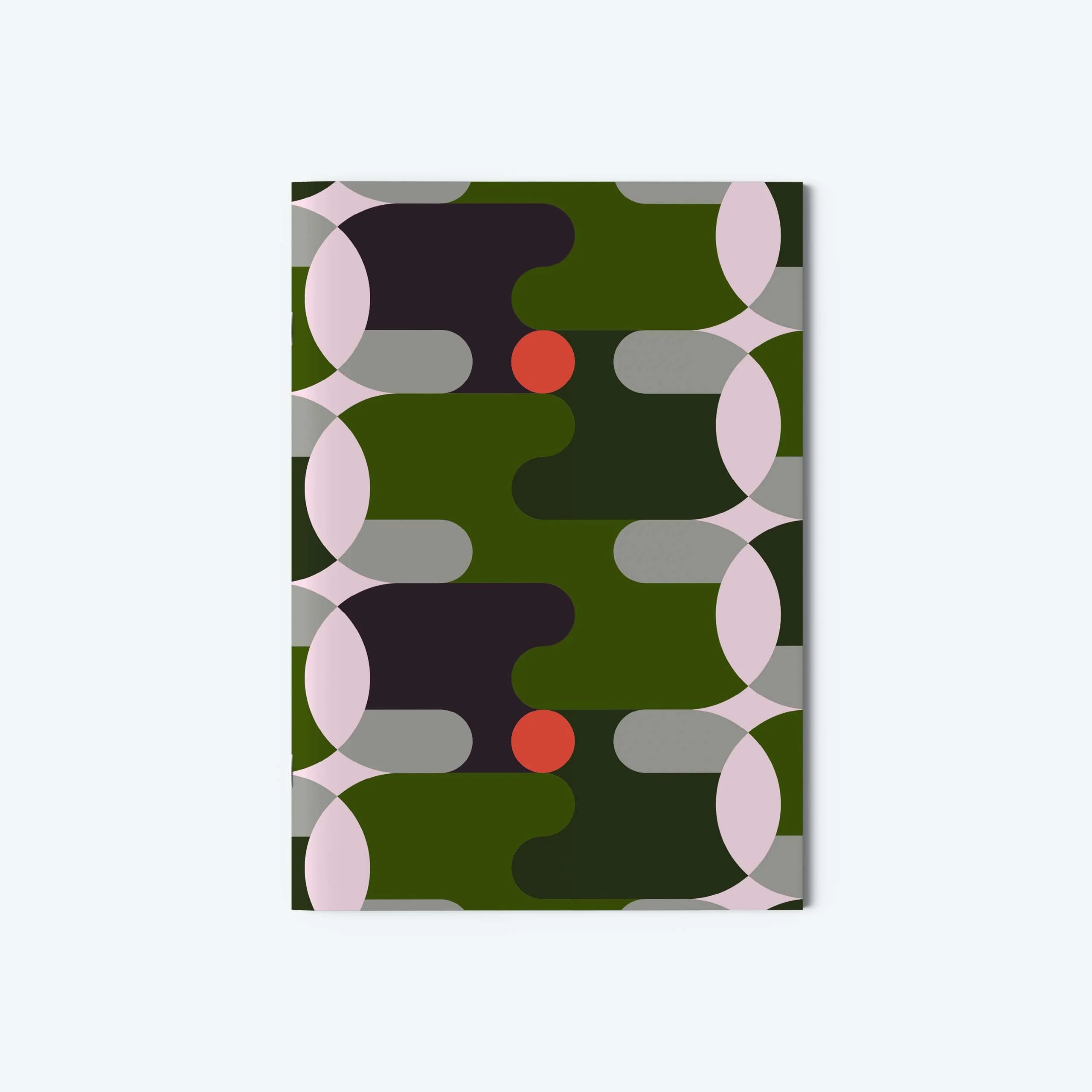 Notebook with geometric pattern on a white background