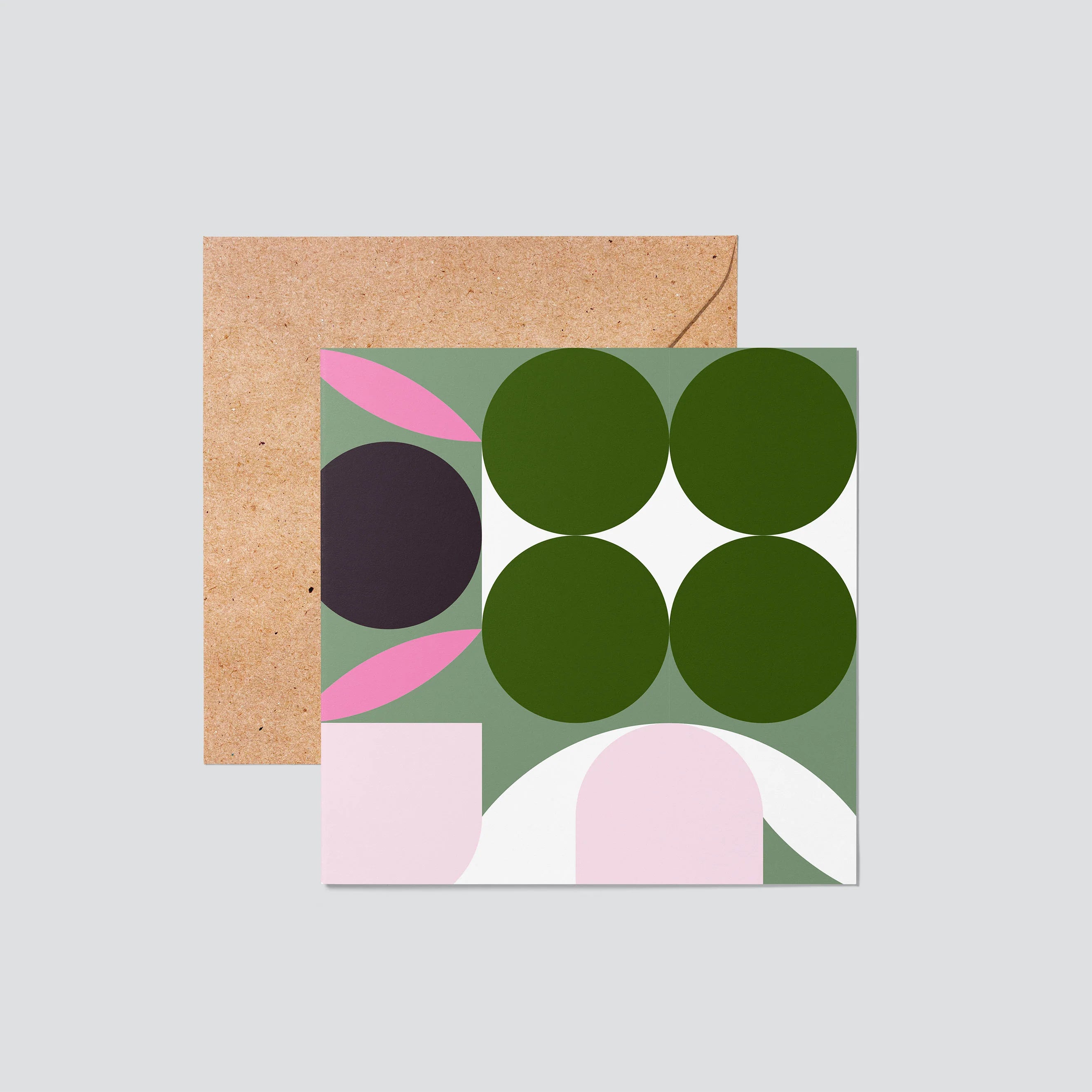 Greeting card with geometric design on a light gray background