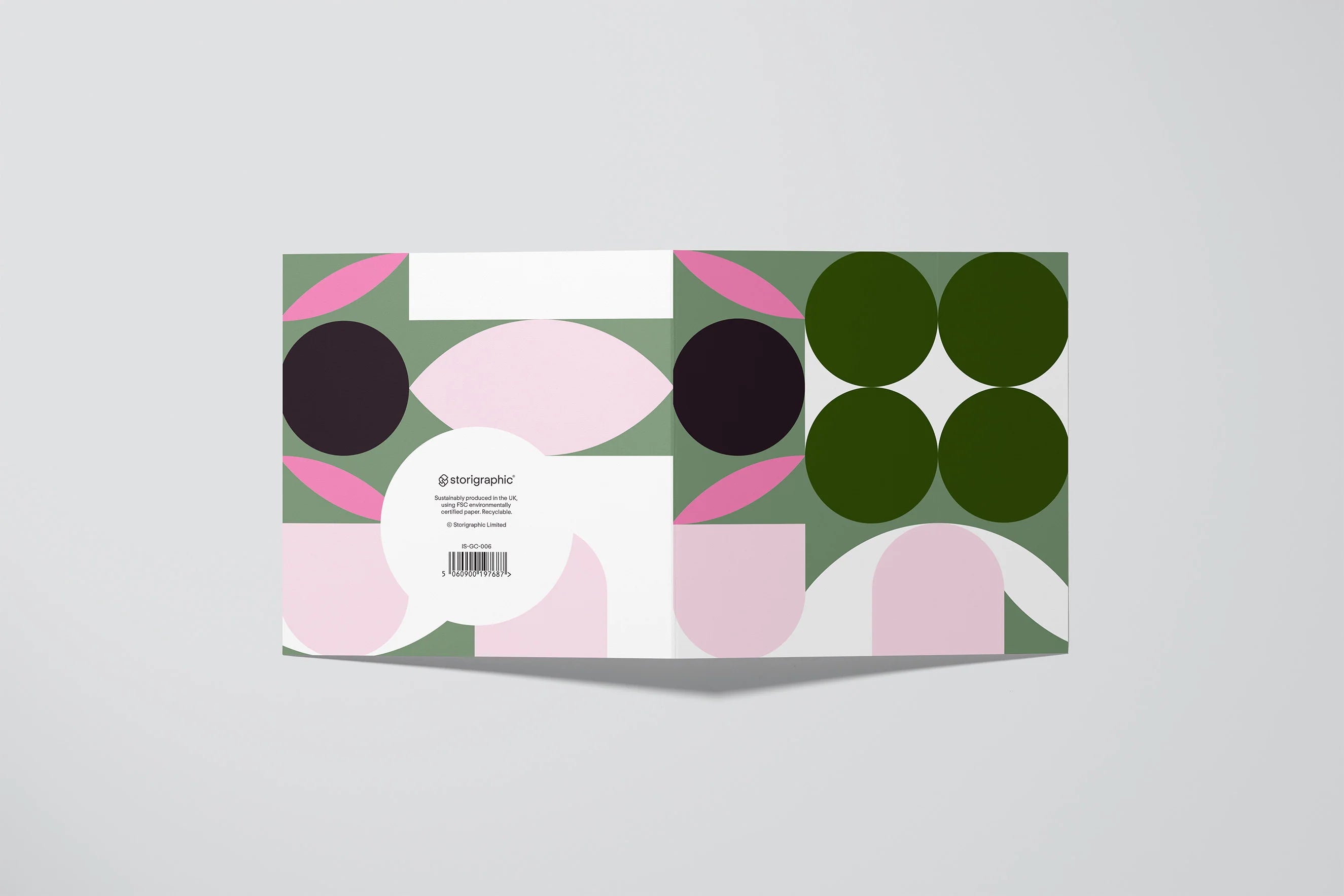 Product packaging with geometric design on a gray background
