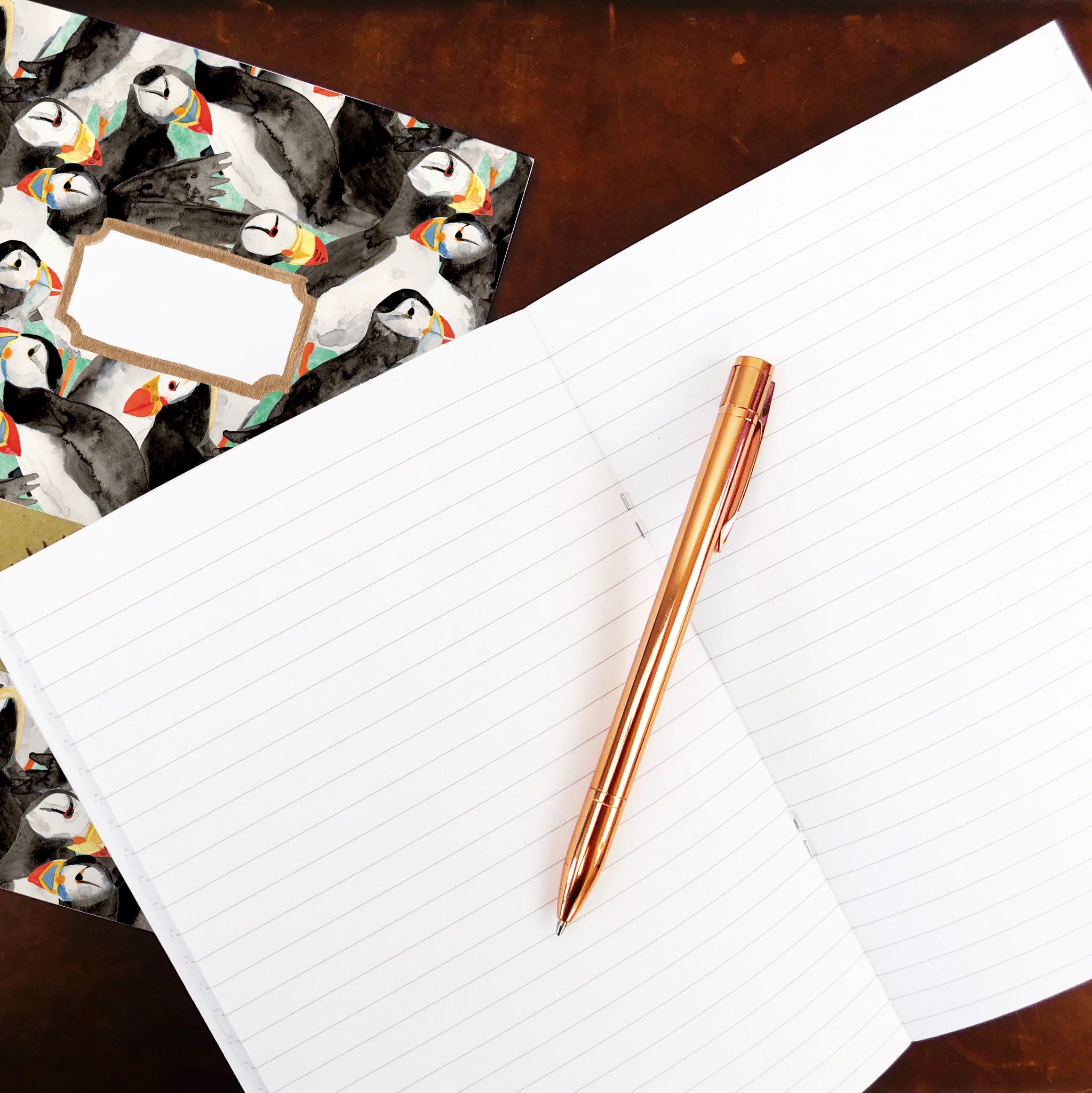 A5 Lined Notebook - Improbability Of Puffins