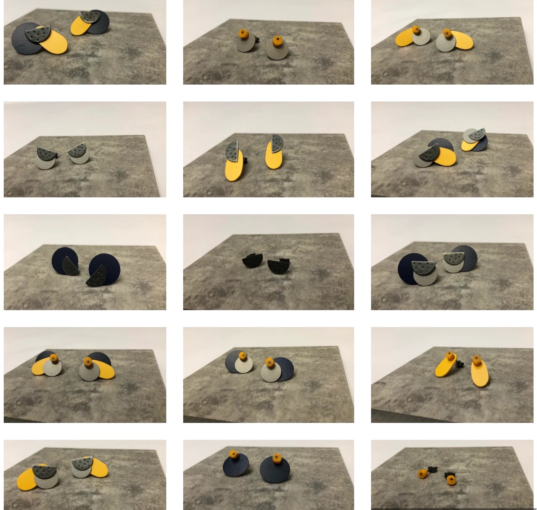 Interchangeable Earring Set - Grey, Navy and Yellow