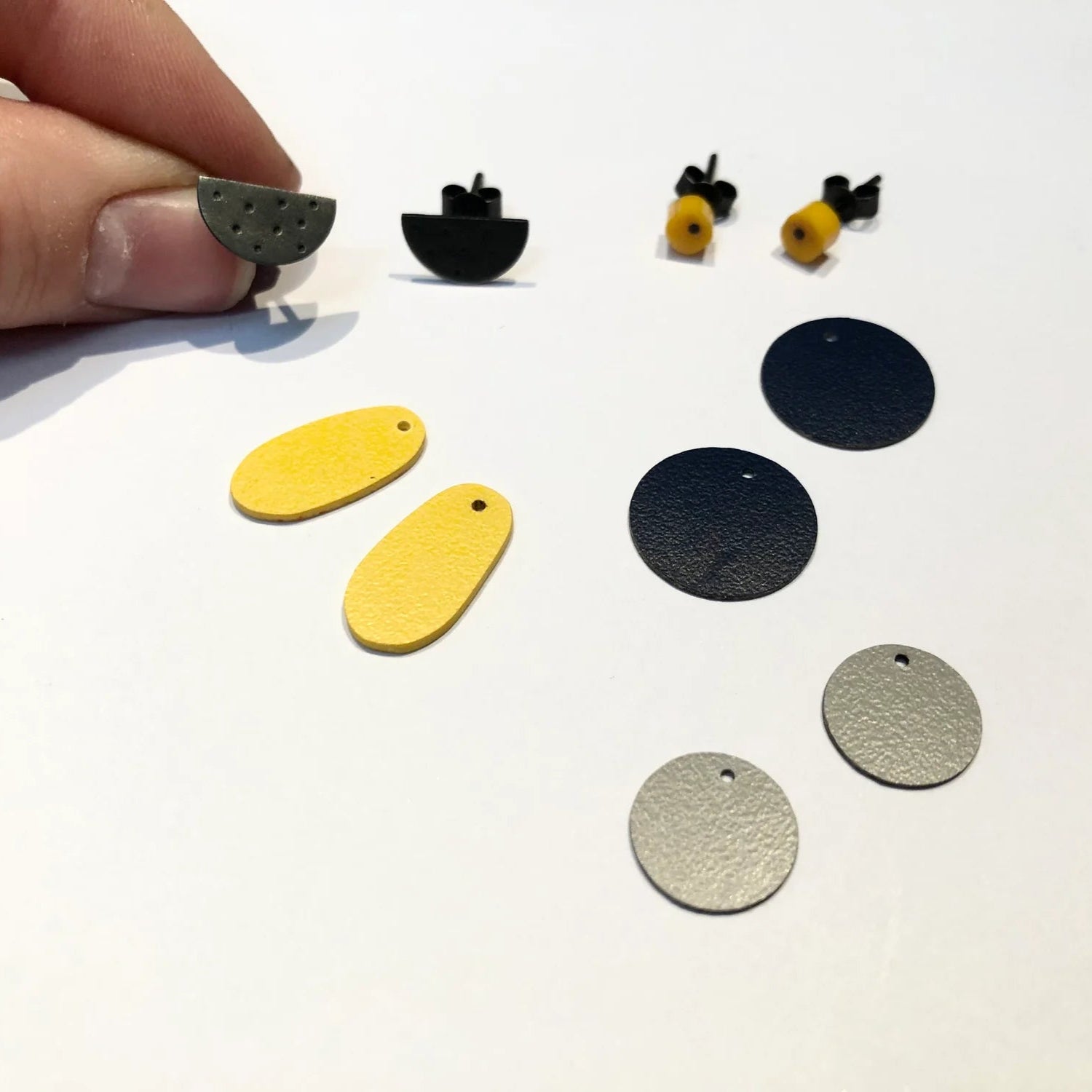 Interchangeable Earring Set - Grey, Navy and Yellow