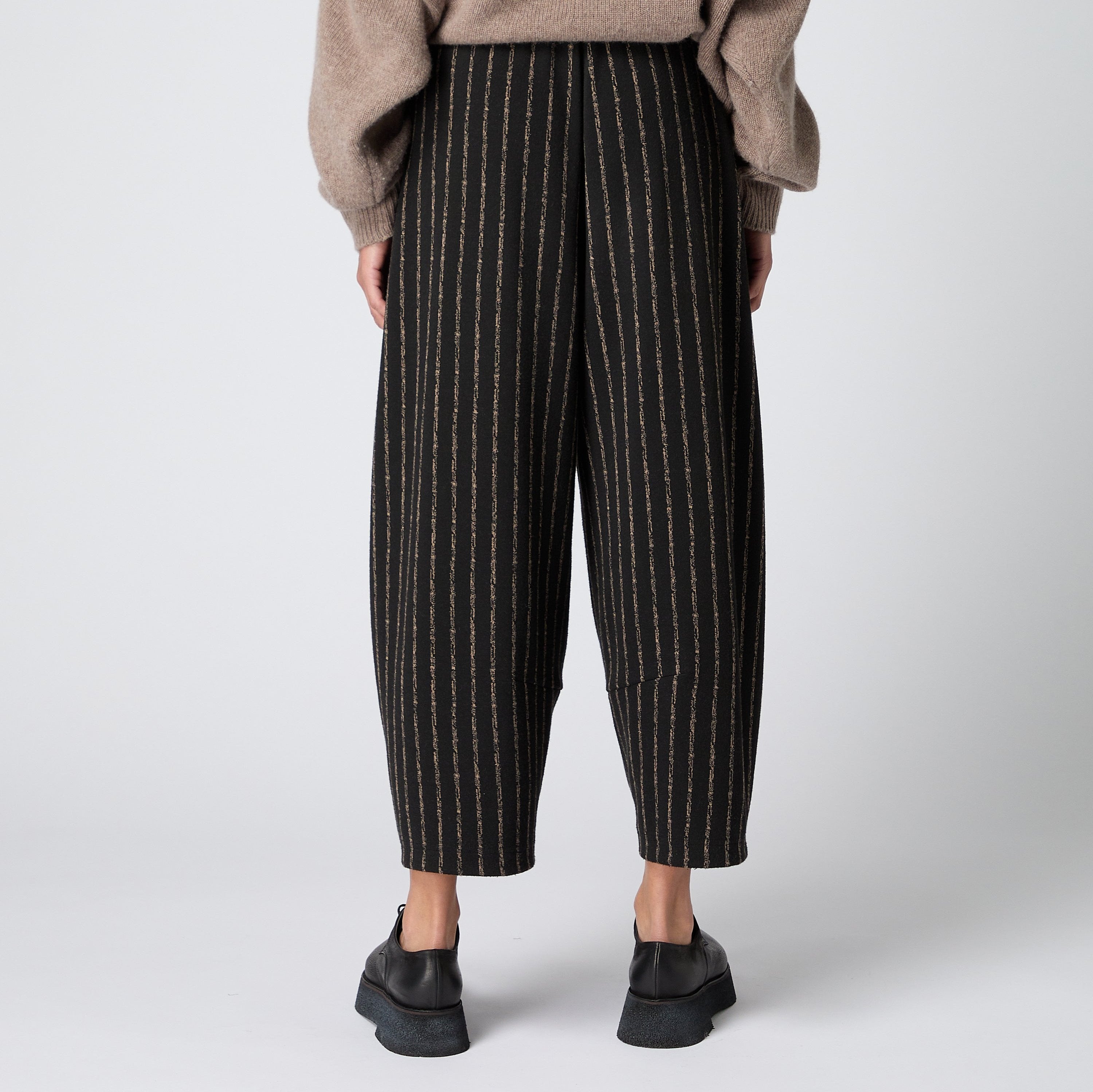 Small Broken Stripe Jersey Bubble Trousers - Black / Taupe