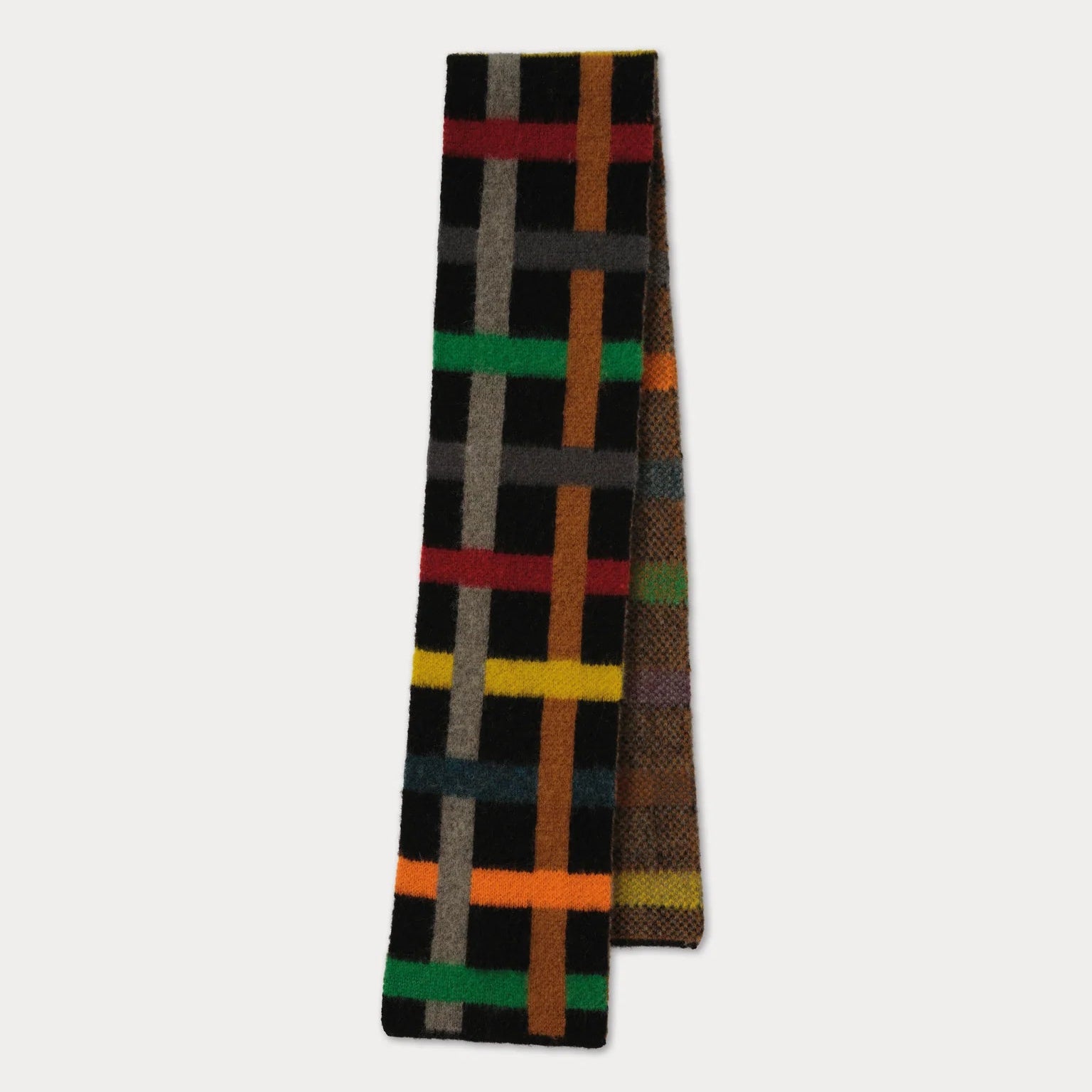 Multicolored plaid scarf on a white background
