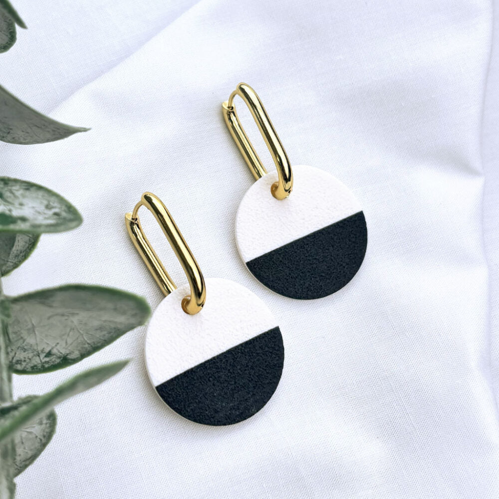 Icon Edit - Lever Arch Hoop Earrings - Black & White