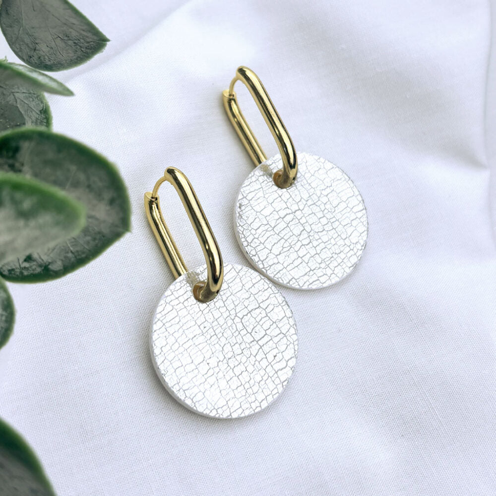 Icon Edit - Lever Arch Hoop Earrings - Silver Leaf