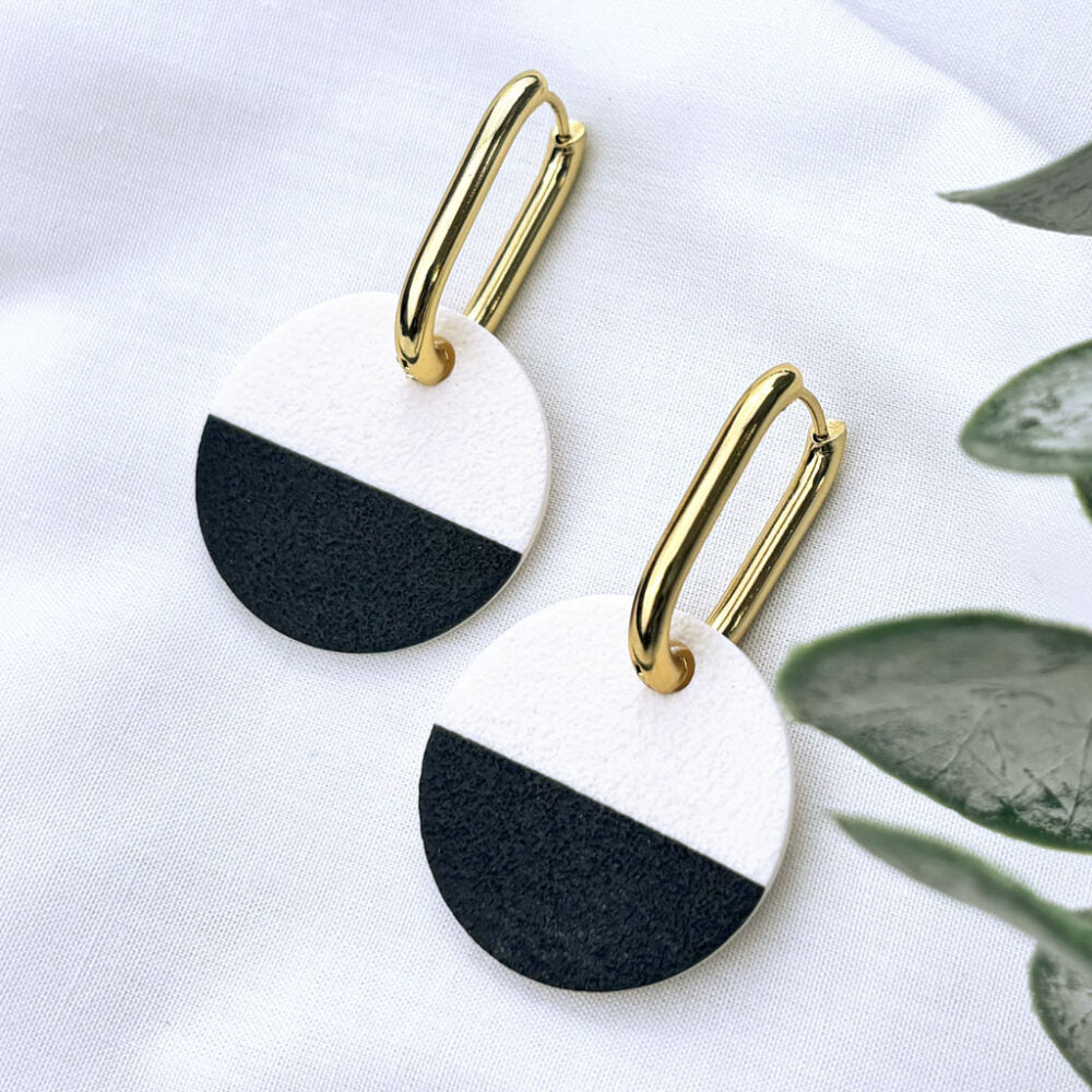 Icon Edit - Lever Arch Hoop Earrings - Black & White