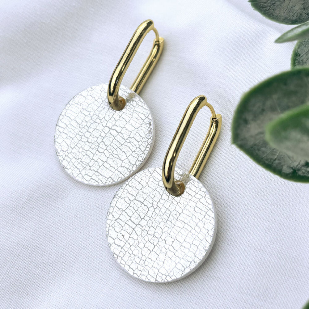 Icon Edit - Lever Arch Hoop Earrings - Silver Leaf