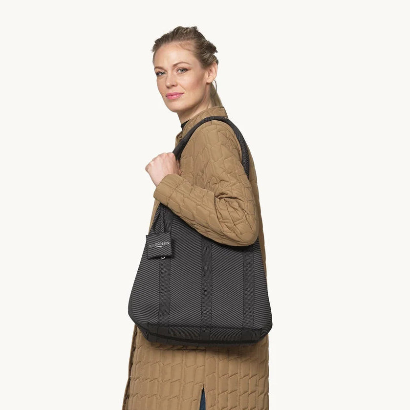 Knitted Shoulder Bag - Black Gun Metal