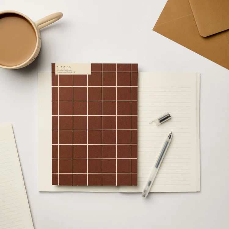 Notebook - A5 - Brown & Cream Grid