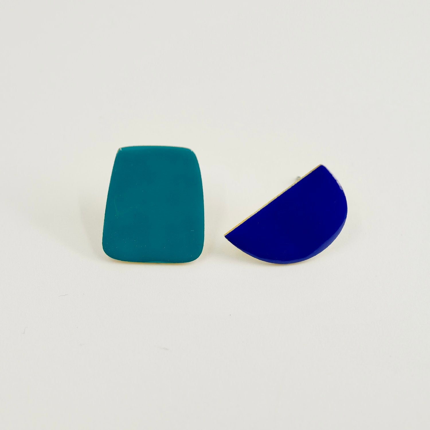 Square & Semi Studs - Teal & Blue