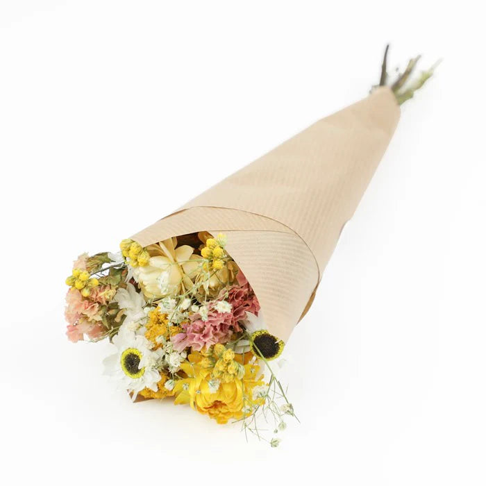 Yellow, Pink and White dried flowers