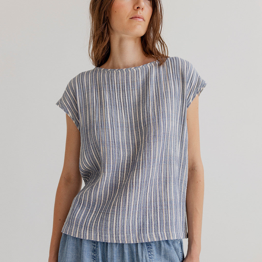 Madden Top - Indigo Stripe
