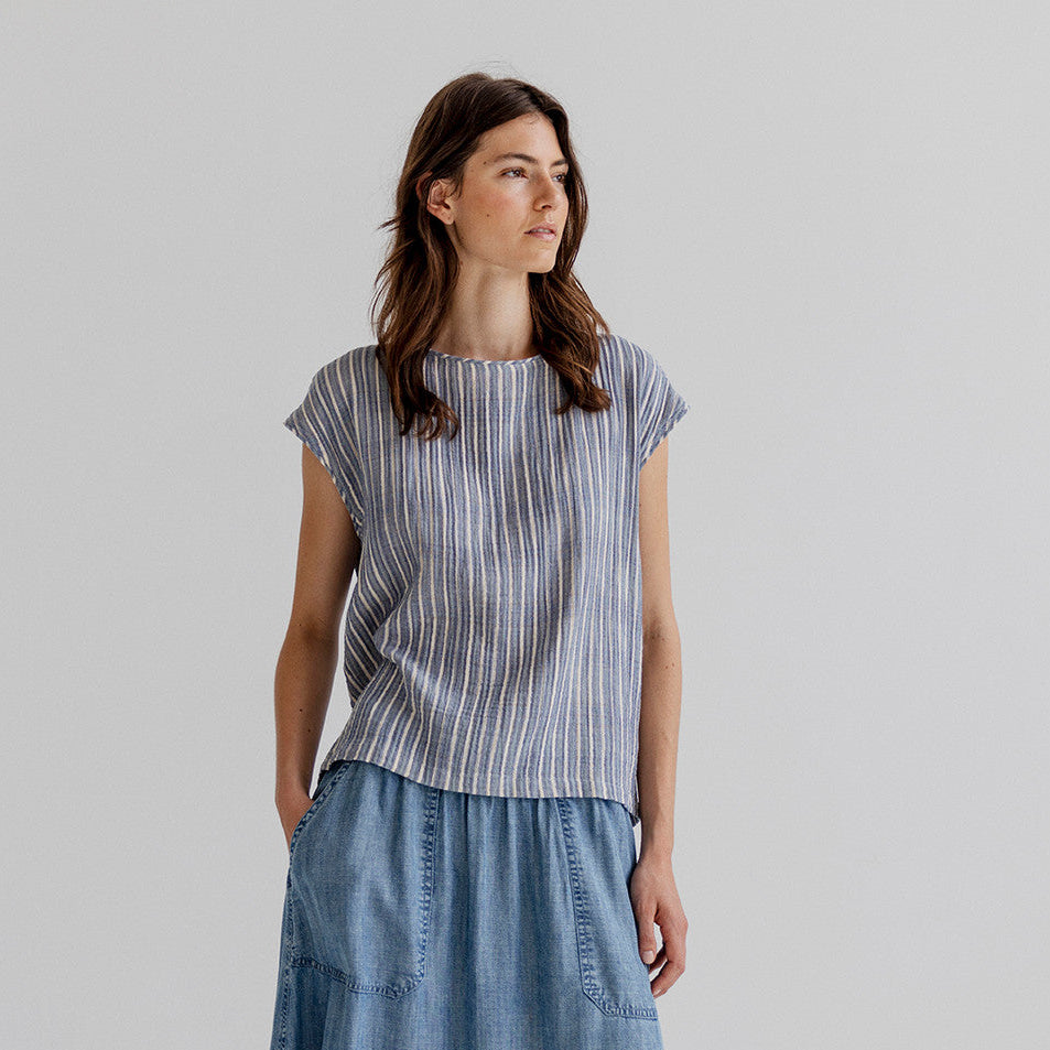 Madden Top - Indigo Stripe